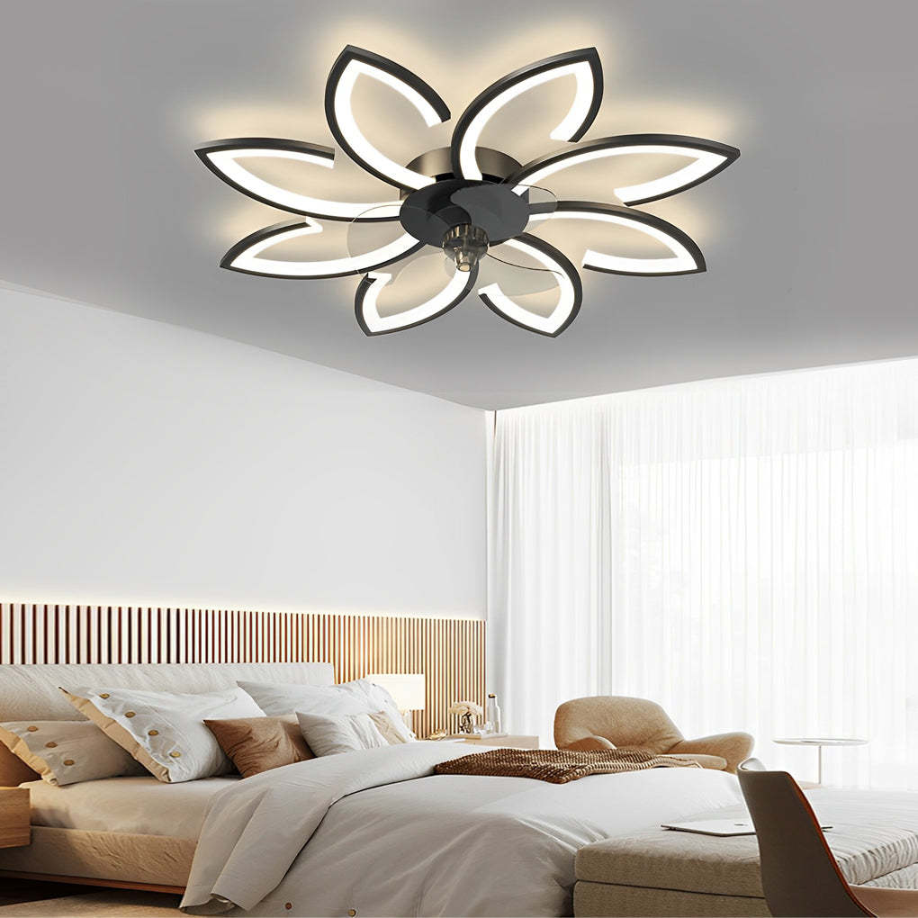 Flower Smart Silent Dimming LED Modern Fan