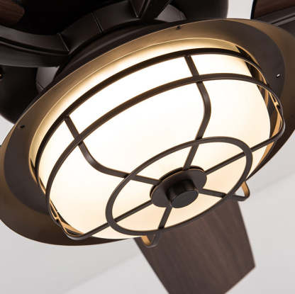 Industrial Wood Blade Ceiling Fan Light