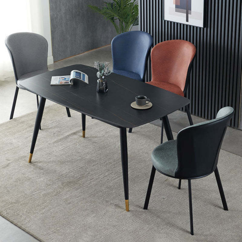 Scandinavian Round Leather Steel Dining Chair