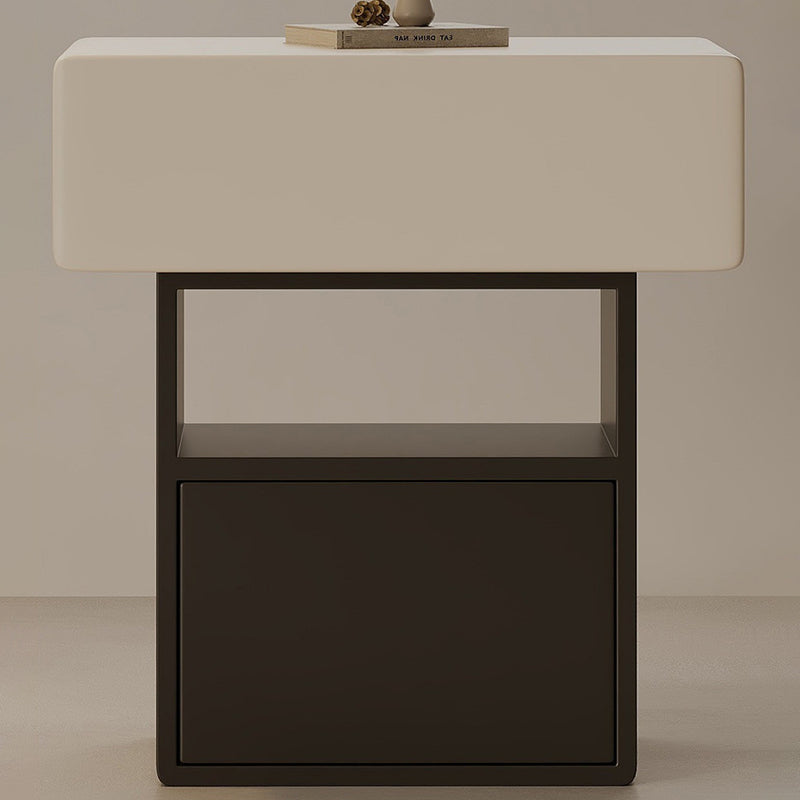 Minimalist pine 1-drawer wood nightstands in glass wood