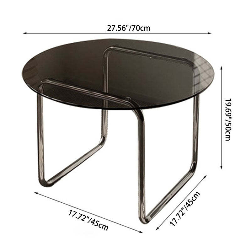 Minimalist Round Glass Steel Coffee Table