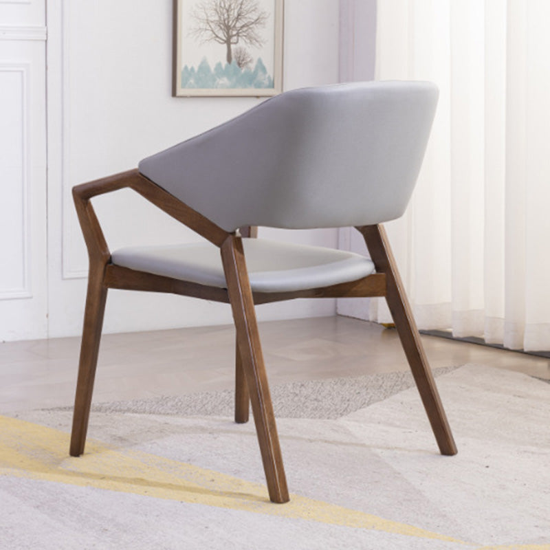 Contemporary Leather Wood Dining Chair