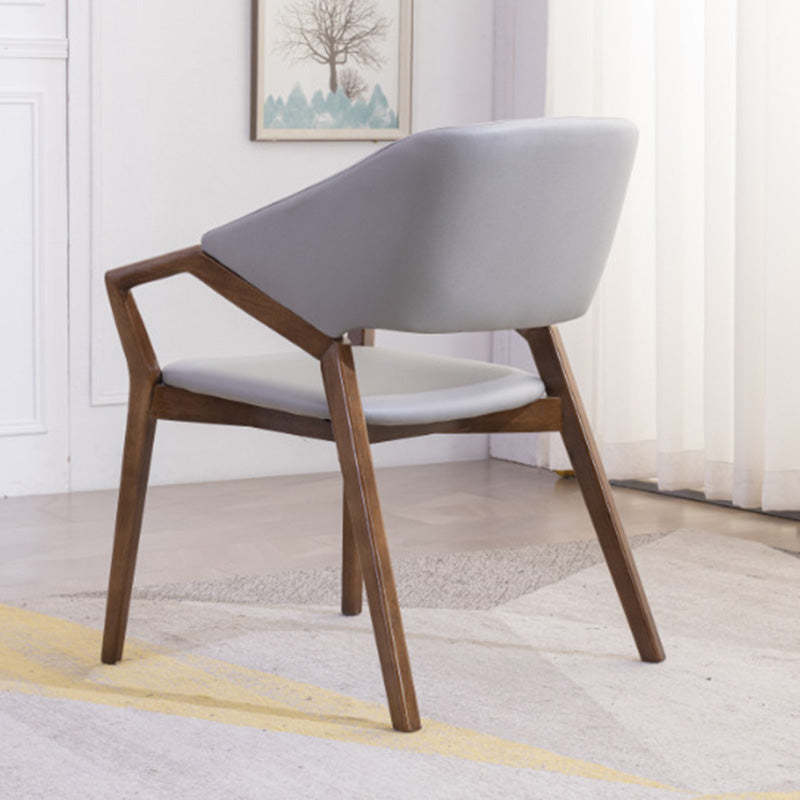 Contemporary Leather Wood Dining Chair