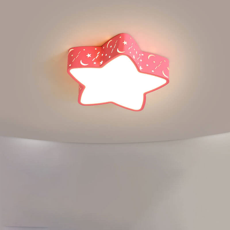 Cartoon shape star acrylic flush mount lighting — 18.9" / Cool White (6000K) / White