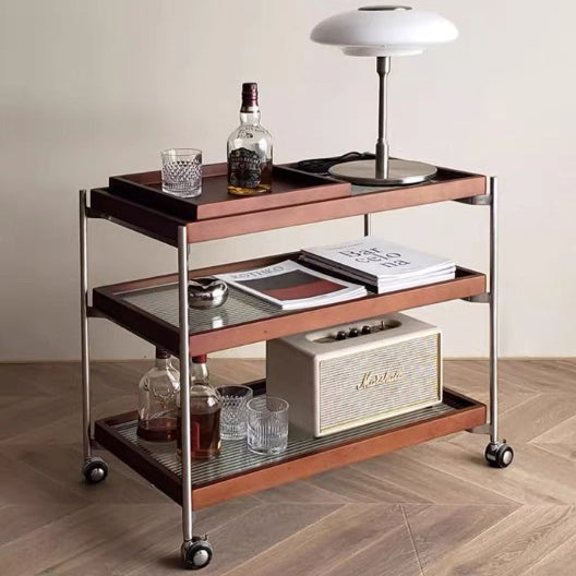 Minimalist Steel Glass Wood End Table