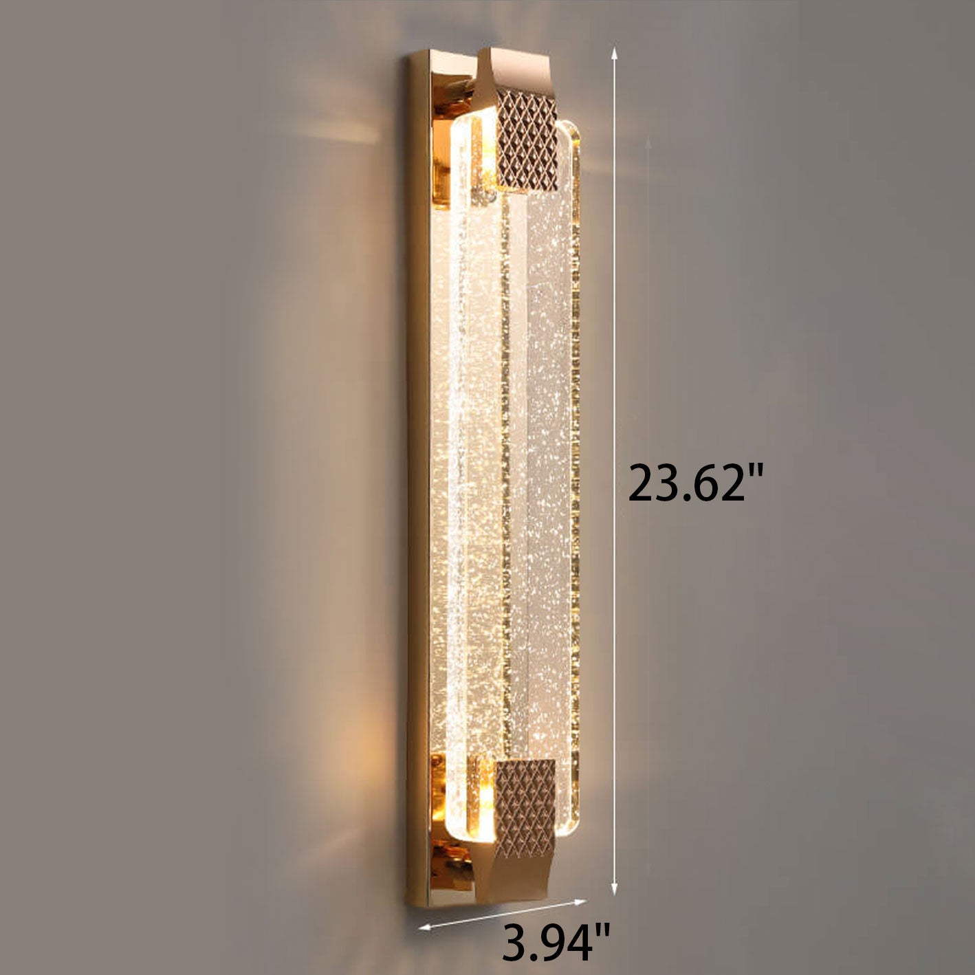 European Rectangular Bubble Crystal LED Sconce — 220V-240V For UK/AU / Neutral Light (4000K)