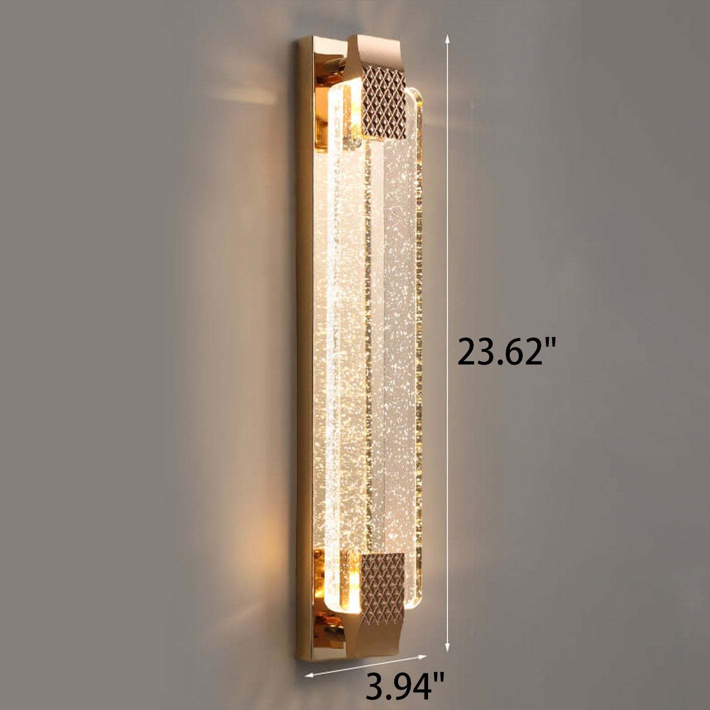 European Rectangular Bubble Crystal LED Sconce — 220V-240V For UK/AU / Neutral Light (4000K)