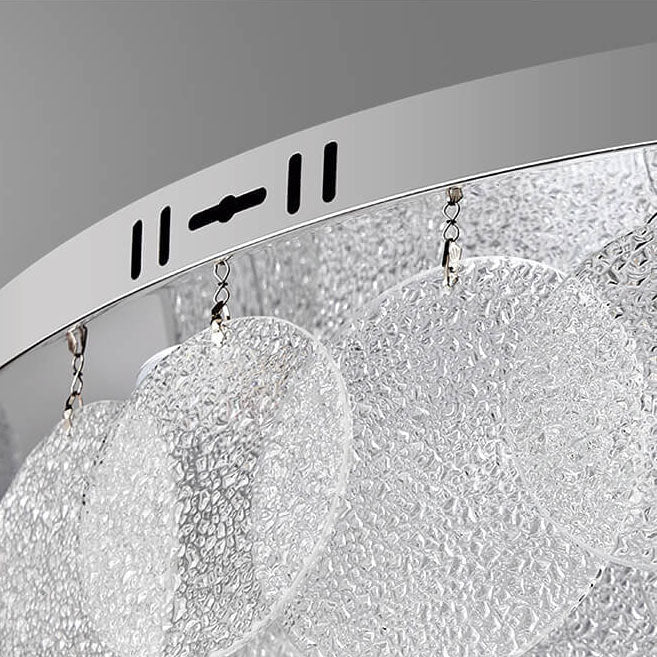 Stainless Steel Water Grain Glass Round 8-Light Flush Light