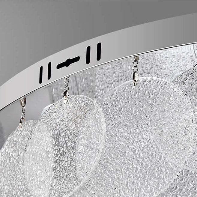 Stainless Steel Water Grain Glass Round 8-Light Flush Light
