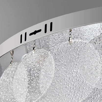 Stainless Steel Water Grain Glass Round 8-Light Flush Light
