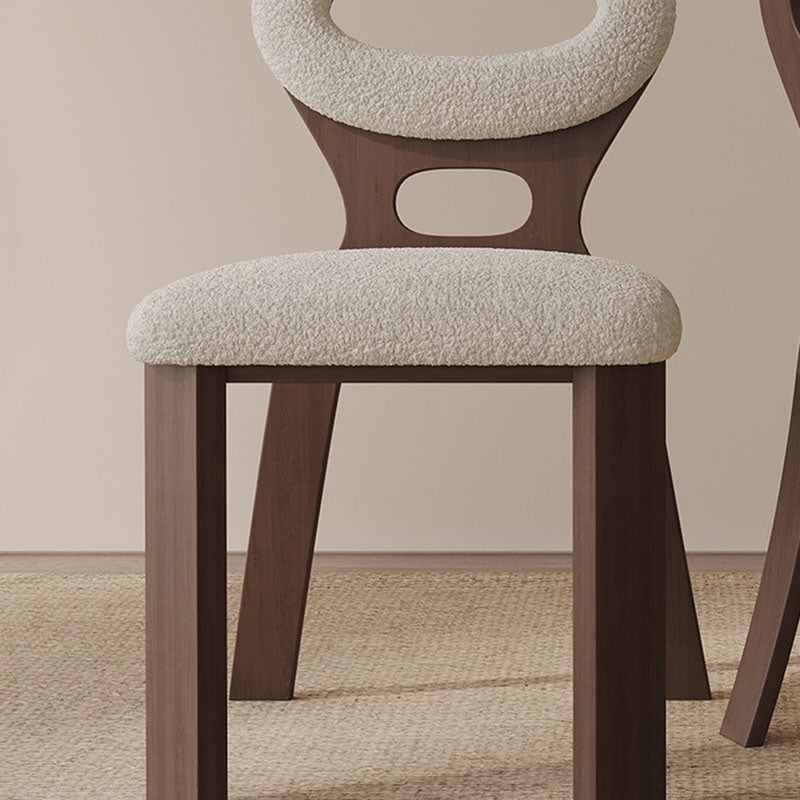 Nordic Oval Hollowed Lambswool Wood Dining Chair