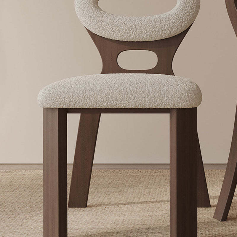 Nordic Oval Hollowed Lambswool Wood Dining Chair