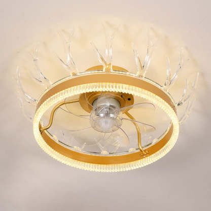 Modern Golden Antler Mount Ceiling Fan Light