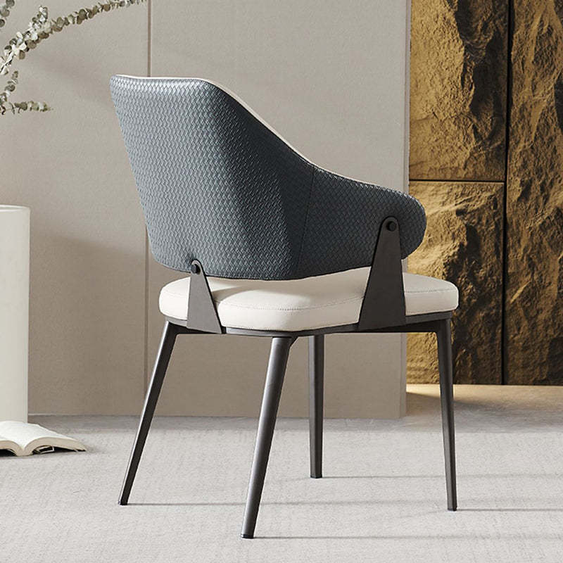 Scandinavian Leather Steel Lozenge Dining Chair