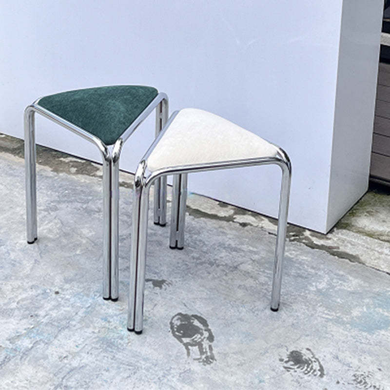 Minimalist Triangle Fabric Steel Vanity Stool — Green