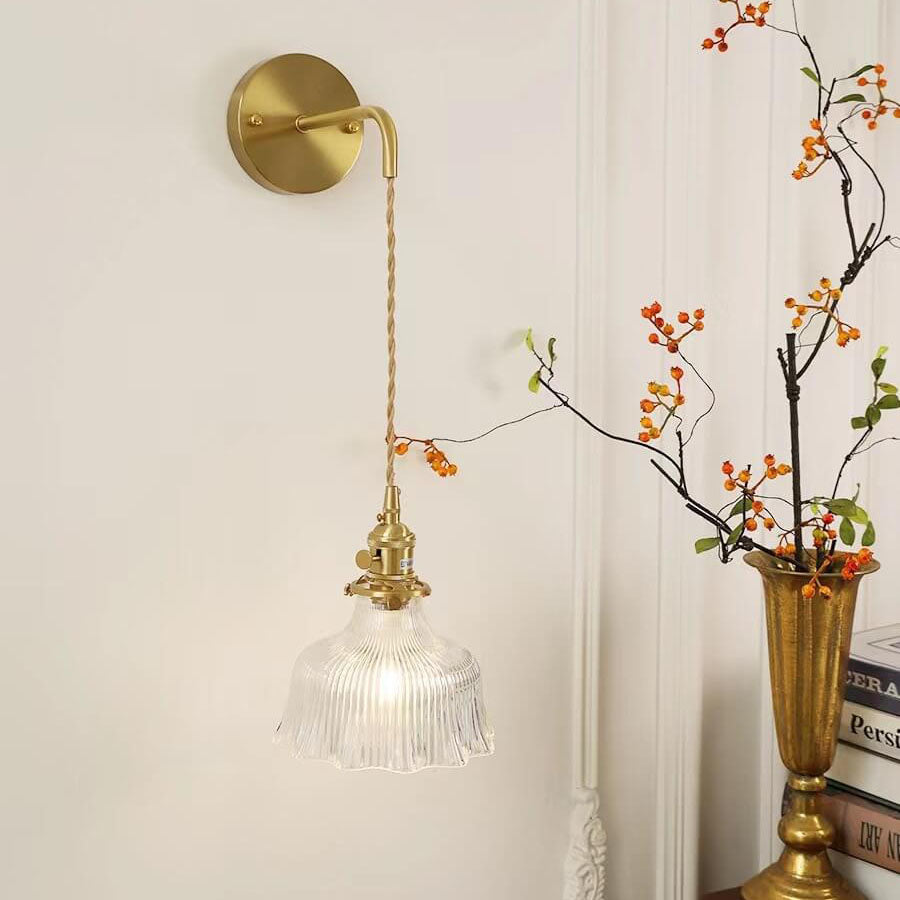 Nordic Minimalist Flower Copper Glass Sconce