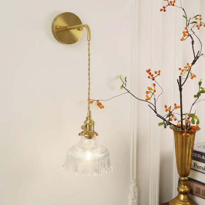 Nordic Minimalist Flower Copper Glass Sconce