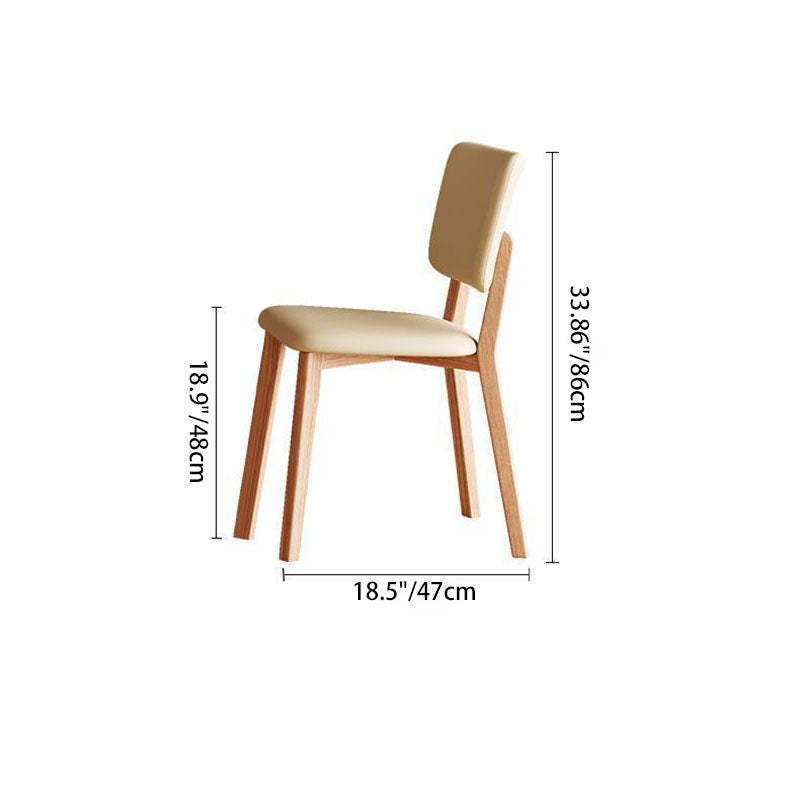 Minimalist Square Wood Leather Armless Chair