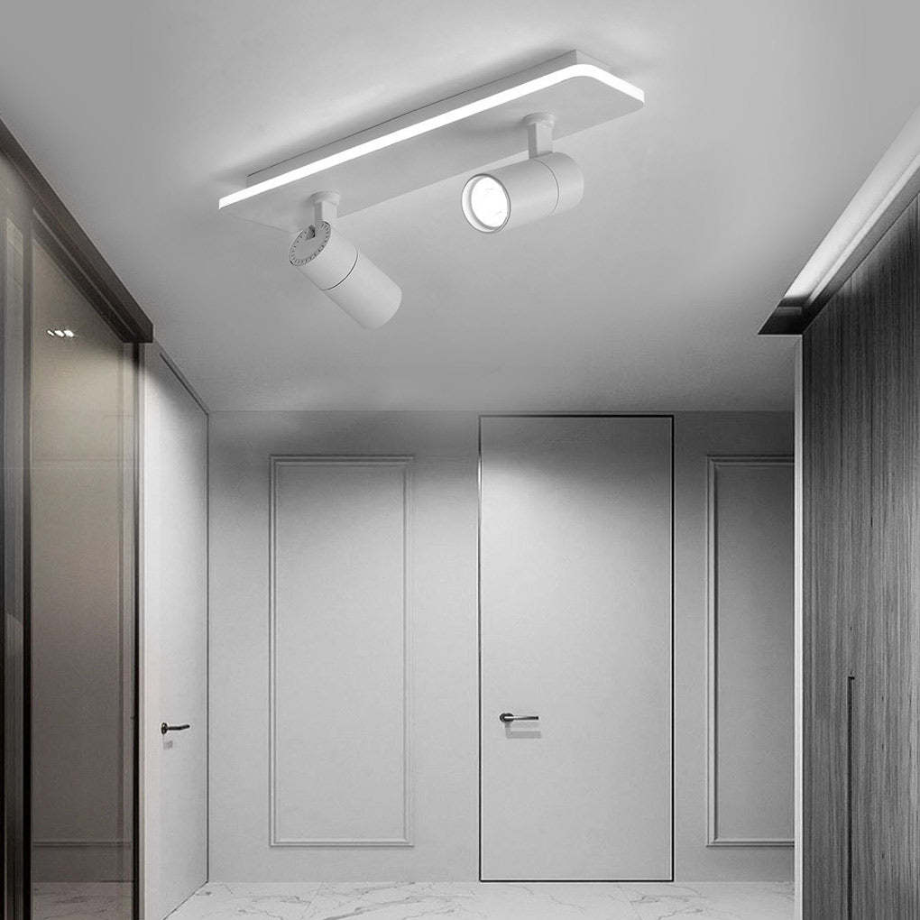 Minimalist Long Strip LED Flush Mount Adjustable Spotlight — Black / 2-Light / White