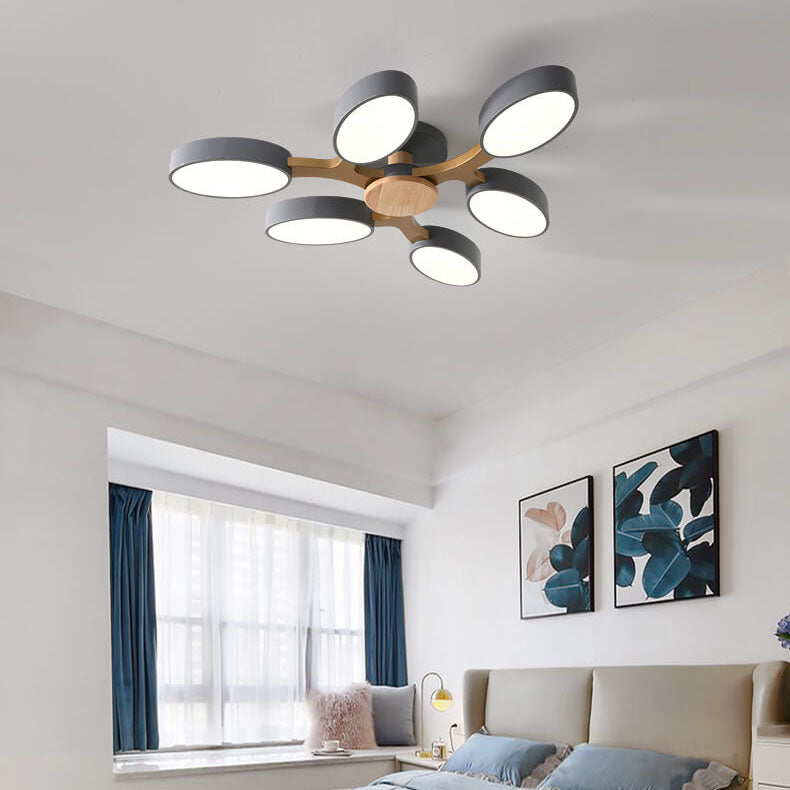Nordic Solid Wood Tree Branch Petal LED Flush Mount Light
