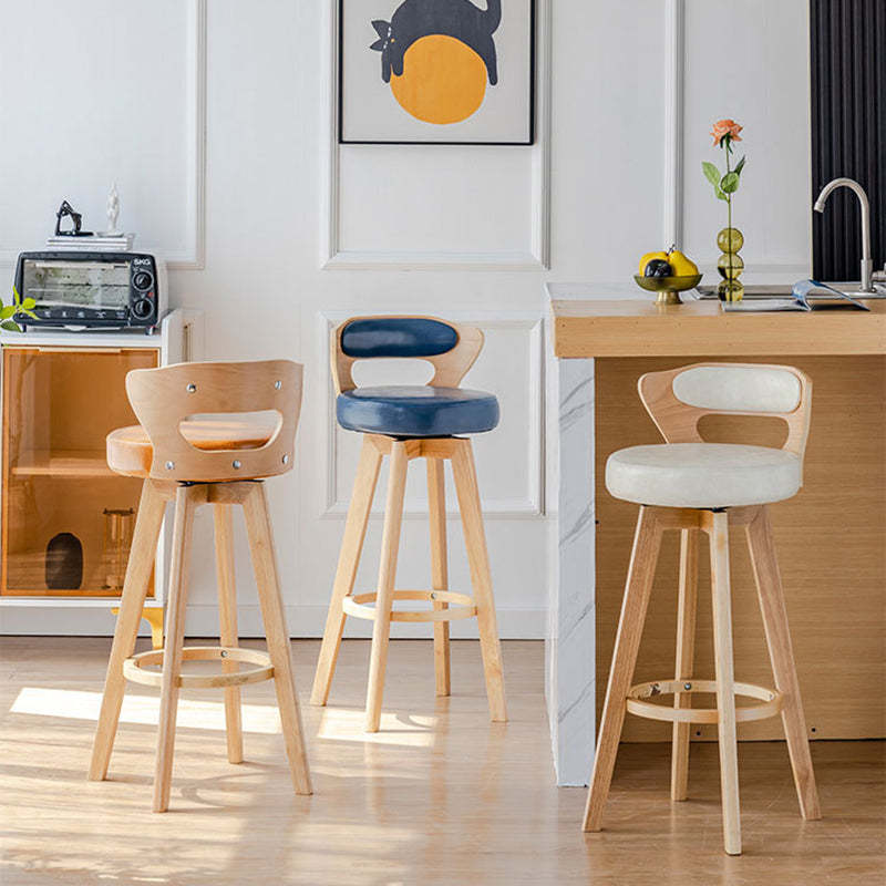Contemporary Round PU Leather Bar Stool — Brown