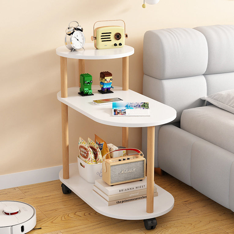 Minimalist Removable Oval Solid Wood End Table — Light Walnut Color