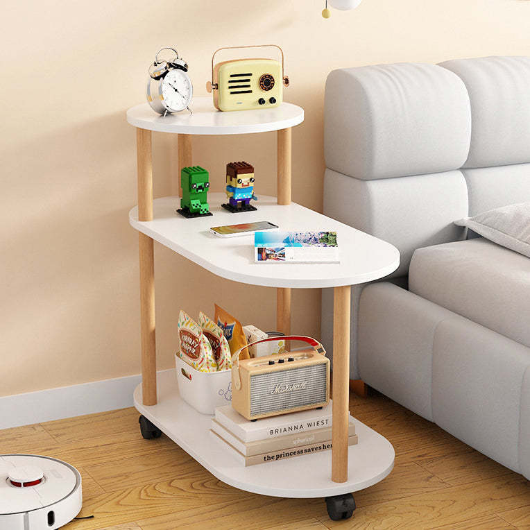 Minimalist Removable Oval Solid Wood End Table — Light Walnut Color