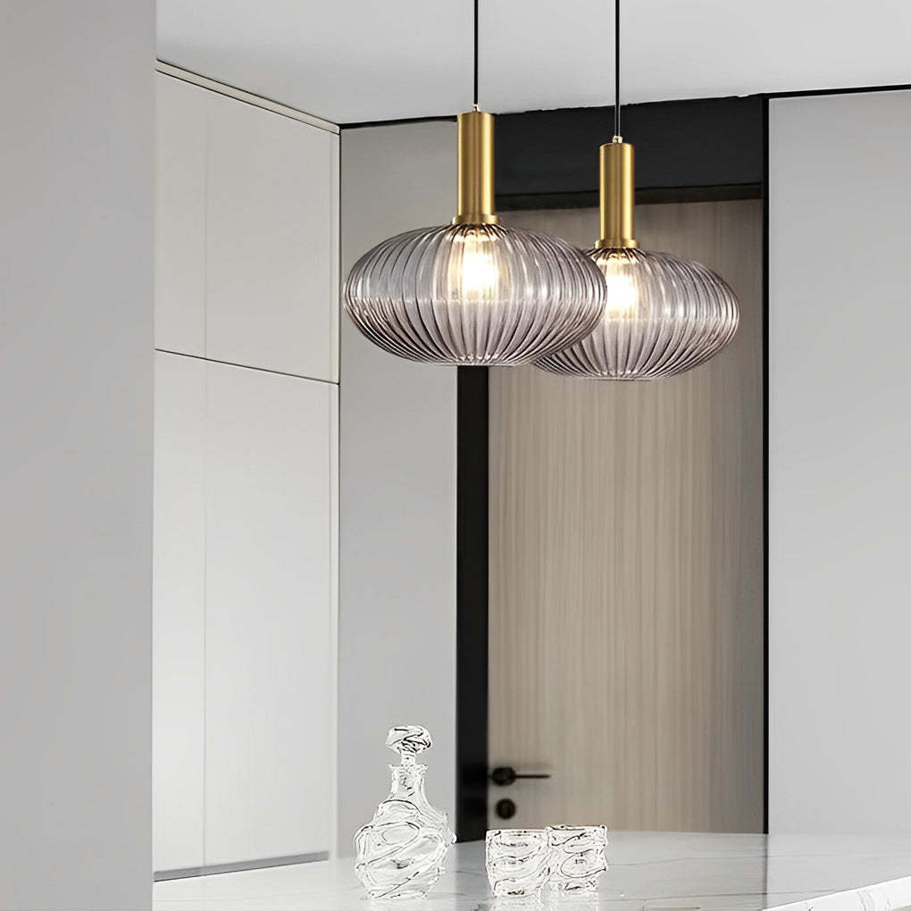 Glass Lantern Striped LED Nordic Pendant Chandelier