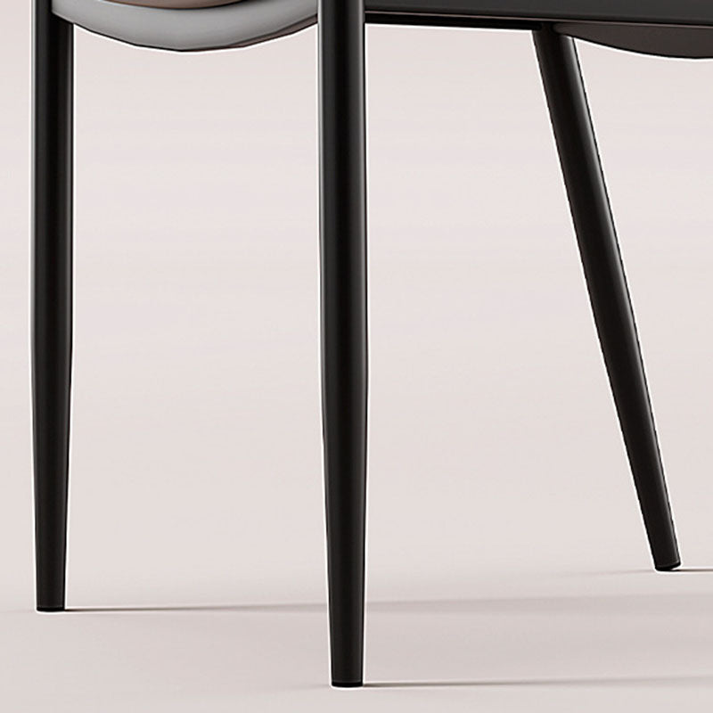 Nordic Curved Leather Hollow Square Dining Chair