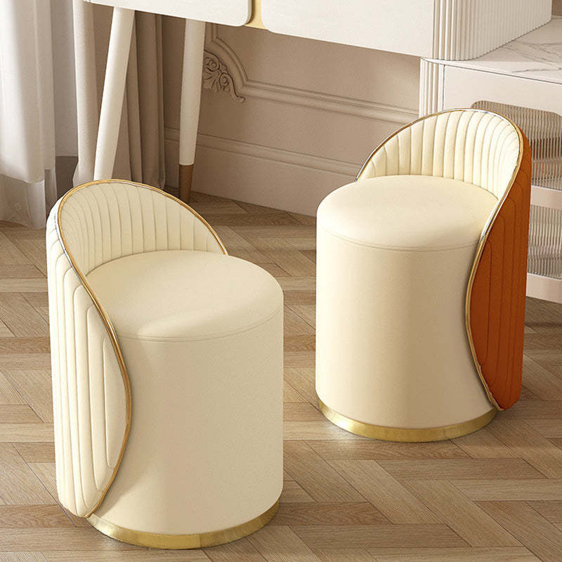 Minimalist Cylinder Iron Leather Vanity Stool