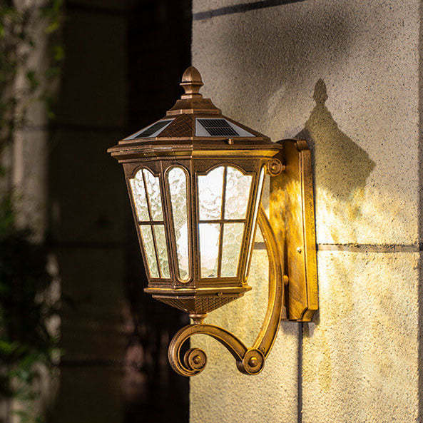 European Solar Lantern Aluminum Glass Outdoor Wall Sconce