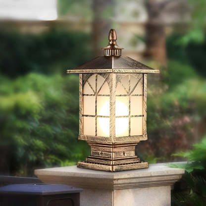 Retro Creative Waterproof Modern Outdoor Fence Post Lights Pillar Lamp-Lighom
