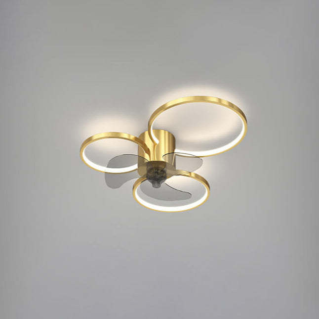 Modern Geometric Square LED Flush Mount Ceiling Fan Light