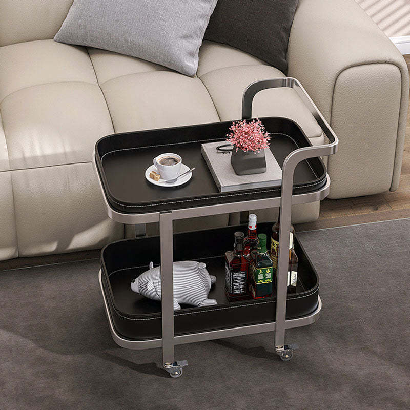 Luxury Rectangular Leather Steel Coffee Table