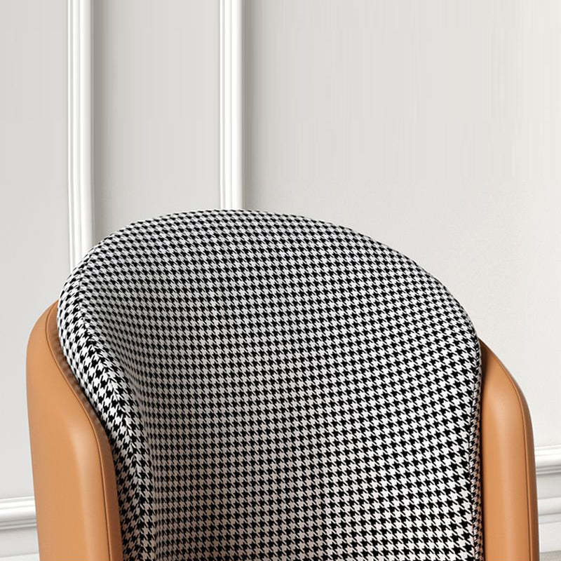 Modern Leather Fabric Curved Dining Chair — Gray Seat + Blue Backrest