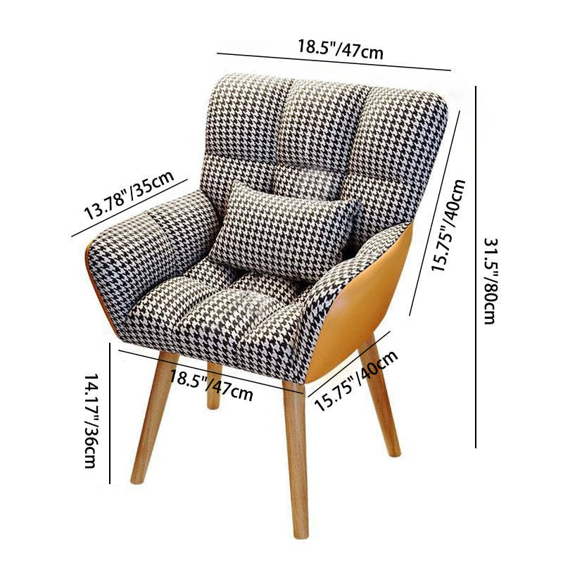 Houndstooth Flannel Tapered Leg Vanity Stool
