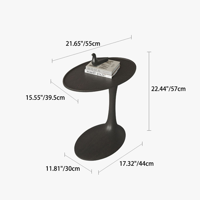 Minimalist Oval Solid Wood End Table