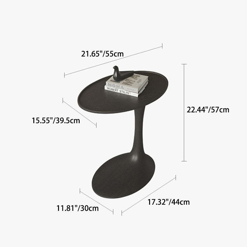 Minimalist Oval Solid Wood End Table