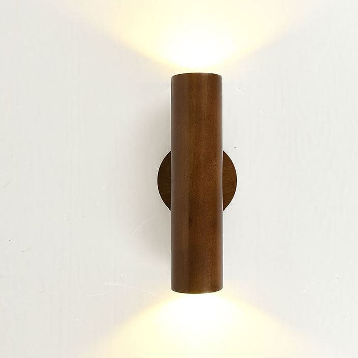 Modern Warm Solid Wood Double Head LED Sconce