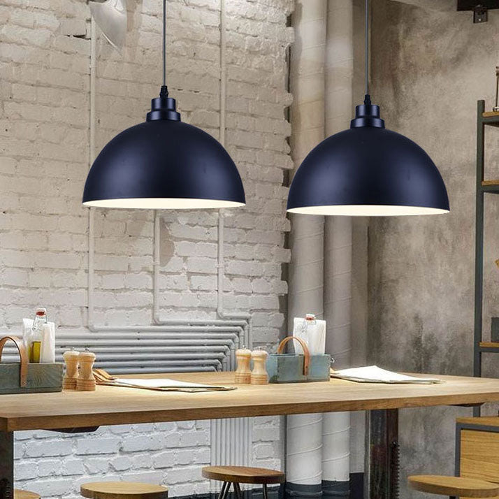 Industrial Iron Dome Pot Lid Pendant Light