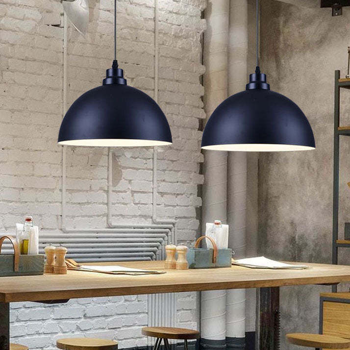 Industrial Iron Dome Pot Lid Pendant Light