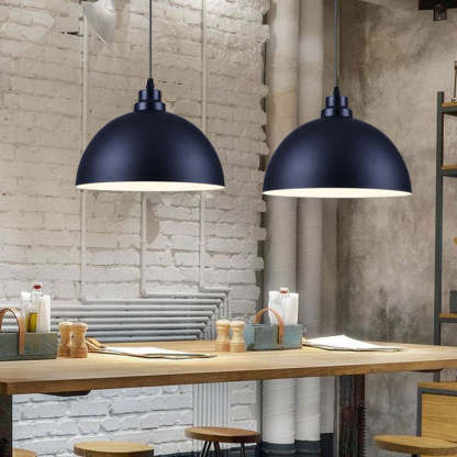 Industrial Iron Dome Pot Lid Pendant Light