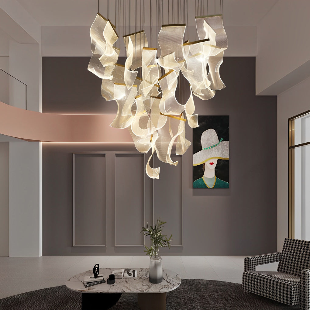 Irregular Curled Acrylic Dimmable LED Nordic Chandelier