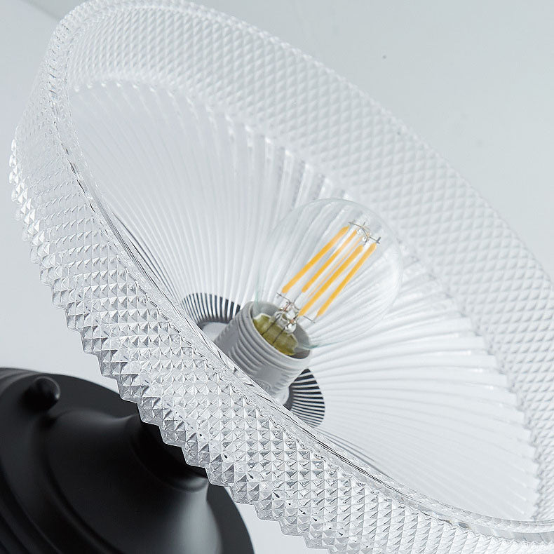 Nordic Vintage Glass Floral Geometry Semi-Flush Light