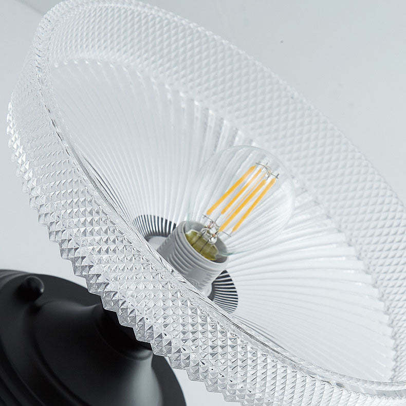 Nordic Vintage Glass Floral Geometry Semi-Flush Light