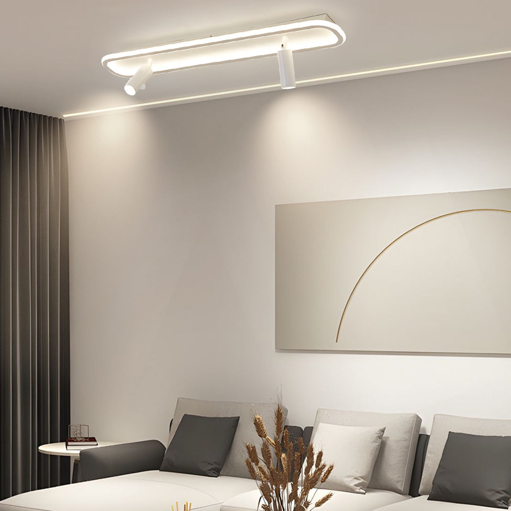 Long Rectangular LED Modern Ceiling Light with Spotlight
