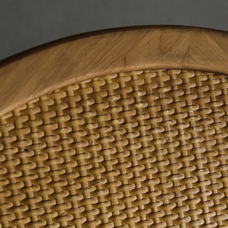 Vintage Round Rattan Iron Wood Coffee Table