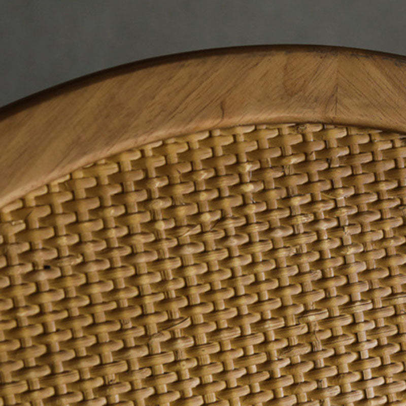 Vintage Round Rattan Iron Wood Coffee Table