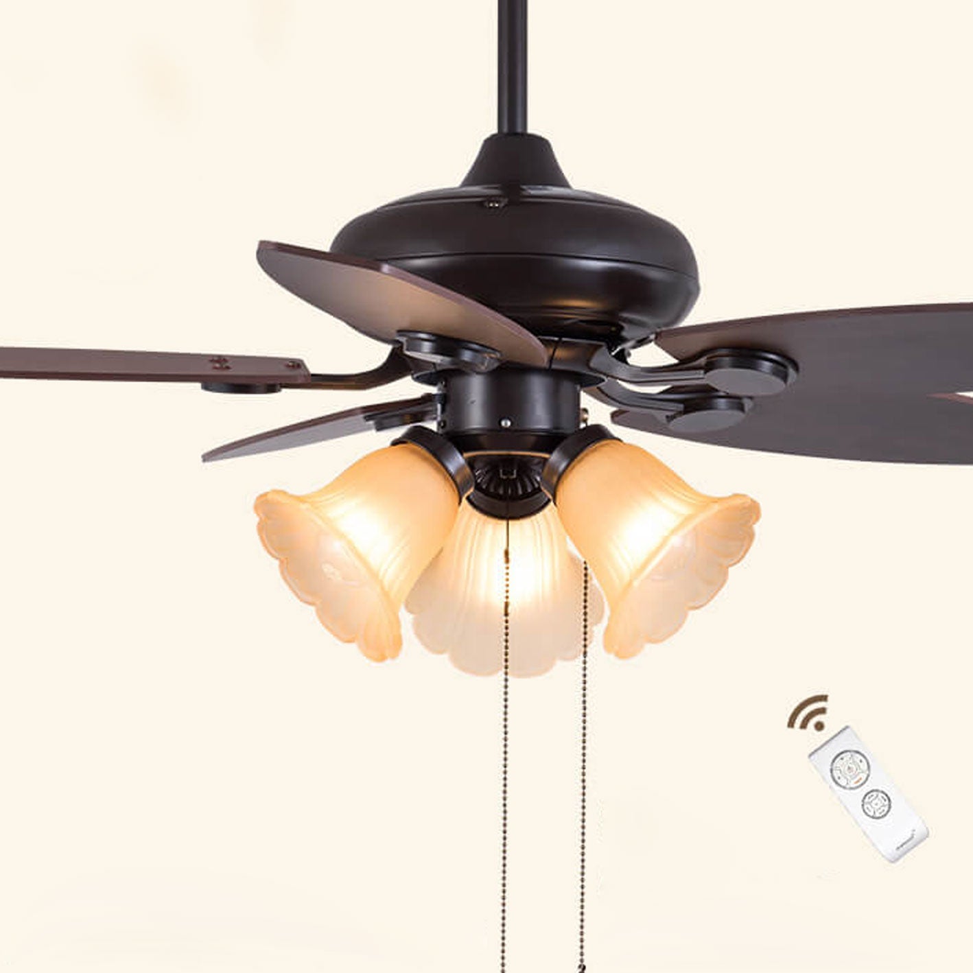 European Vintage Bell Ceiling Fan Light