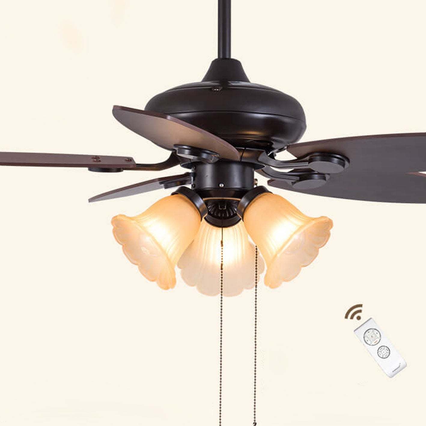 European Vintage Bell Ceiling Fan Light